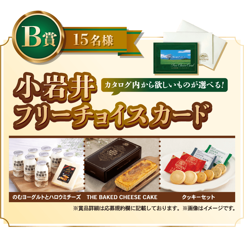 B賞イメージ。賞品内容は応募規約欄に記載しております。